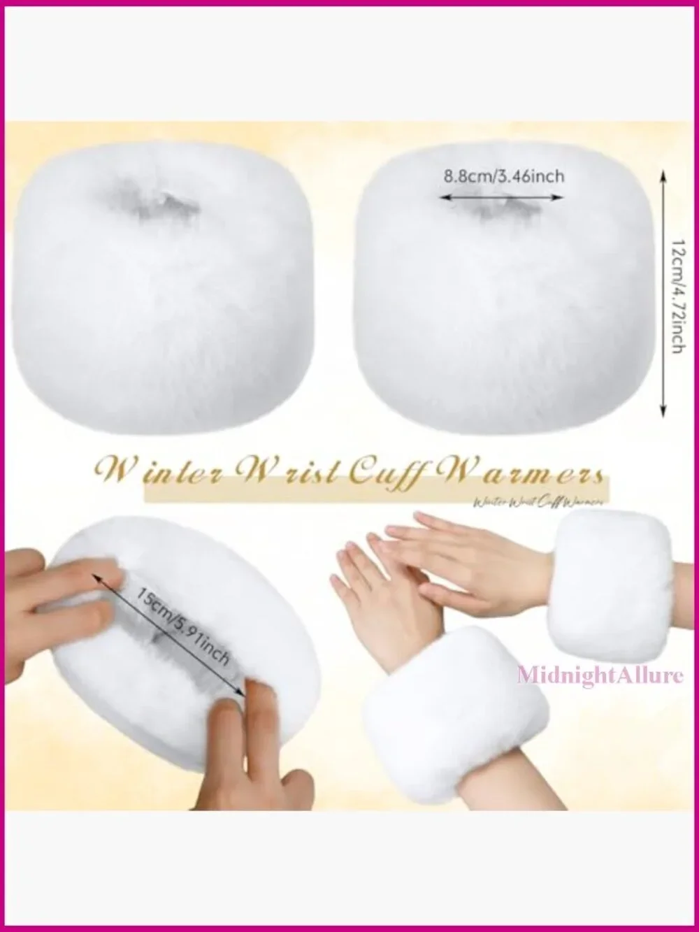 Faux Fur Wrist Cuff Warmers Winter Accessory One Size Fits Most